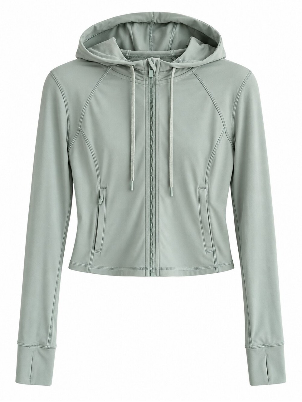 Yogalicious Lux Women’s Cropped Full Zip Hooded Athletic Jacket Sage Size L